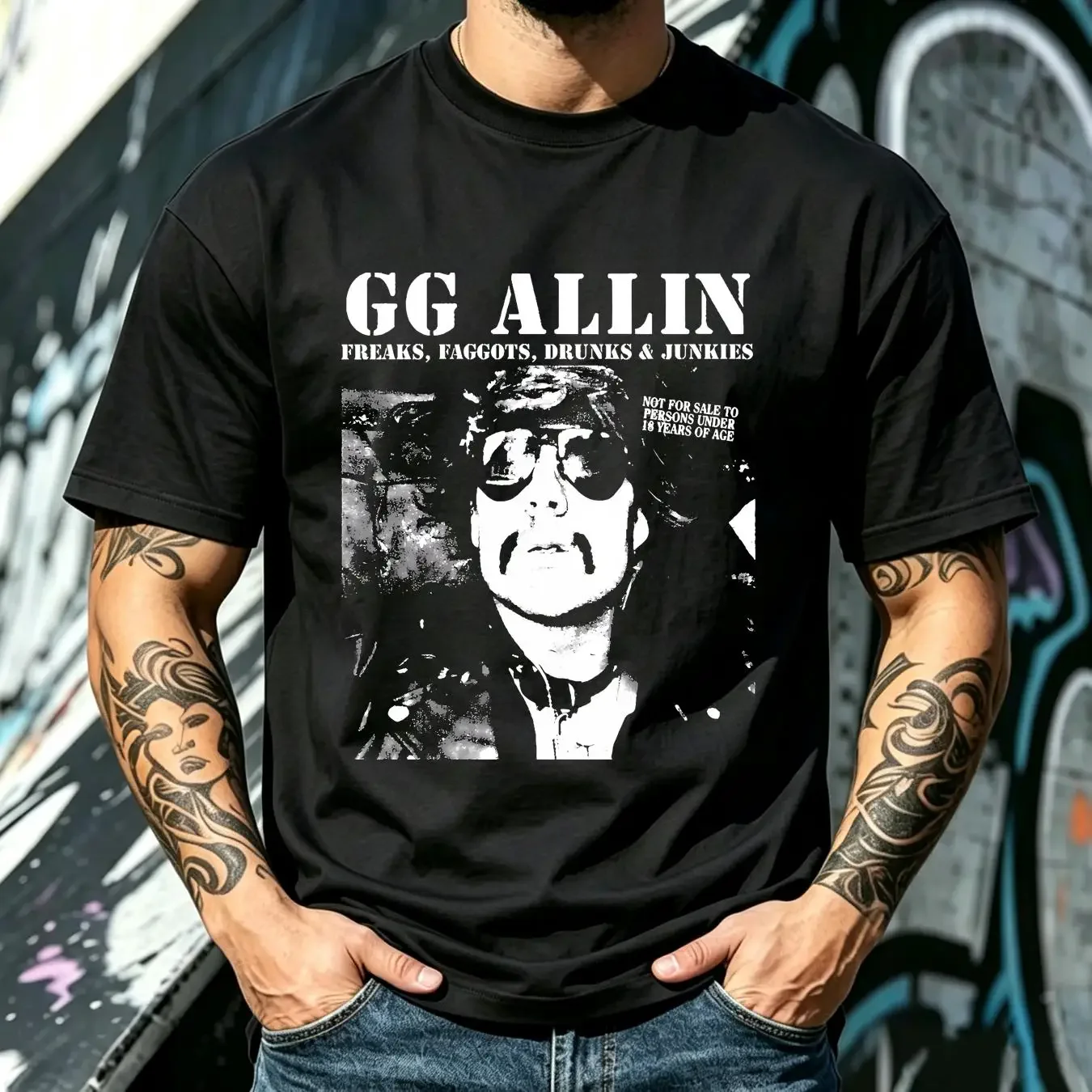 washed T Shirt My Favorite People Gg Band Allin  All Sizes S vintage Washed Casual Stylish Top For Everyday Wear fashion