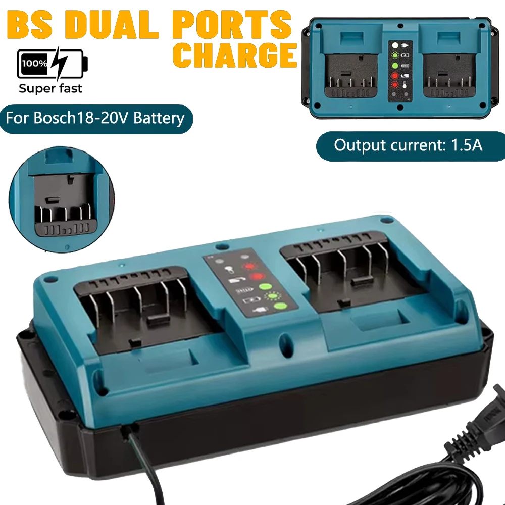 

Power Tool Accessories Replace GAX1418V 2 Ports Mini Fast Charger for Bosch 14.4V 18V Lithium Battery BAT614 BAT618 GBA18V80