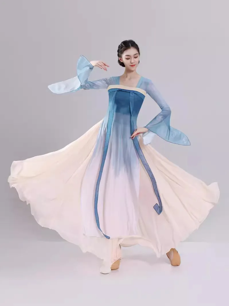 New classical dance costume for women Han and Tang Dynasty chest-length ribbon body rhythm elegant long yarn dress Chinese dance