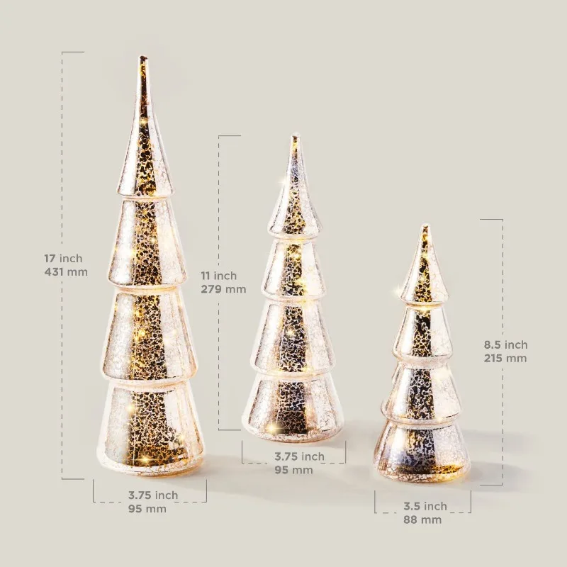 Christmas Tree Glass Night Light Home Christmas Party Atmosphere Desktop Decoration LED Luminous Christmas Decoration Ornament