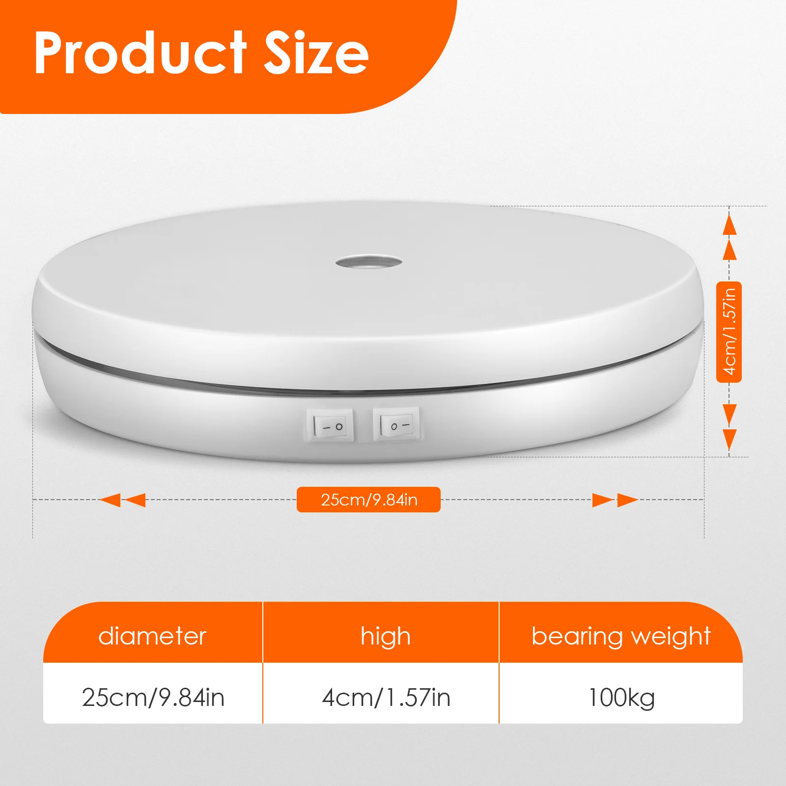 25CM 20KG LED Display Base 360 Degree Electric Rotating Motorized Turntable LED Light Display Stand with LED Lighting