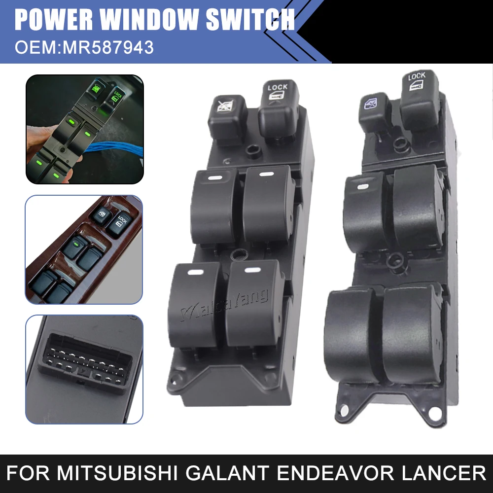 Front Left Master Window Power Control Switch MR587943 WSMT010 For Mitsubishi Endeavor 2007-2008 Montero 2005-2006