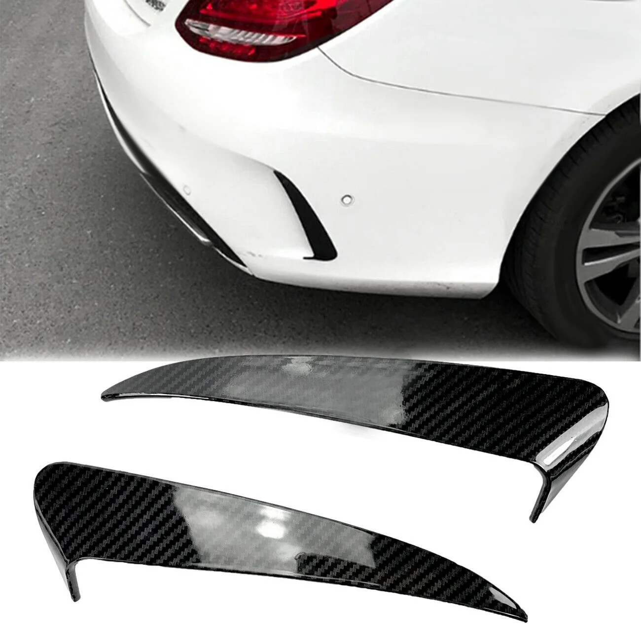 Carbon Fiber Rear Bumper Spoiler Air Vent Cover Side Canard for - C Class W205 C43 C63