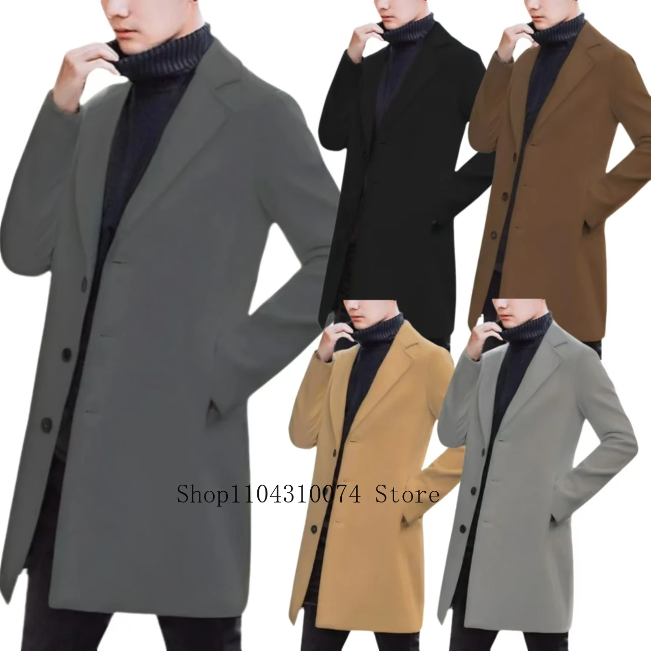 

Men Clothing Coarse Woolen Fabrics Coat Customization Formal Jacket with Peak Lapel for Celebrities The Latest Man Trench Coat