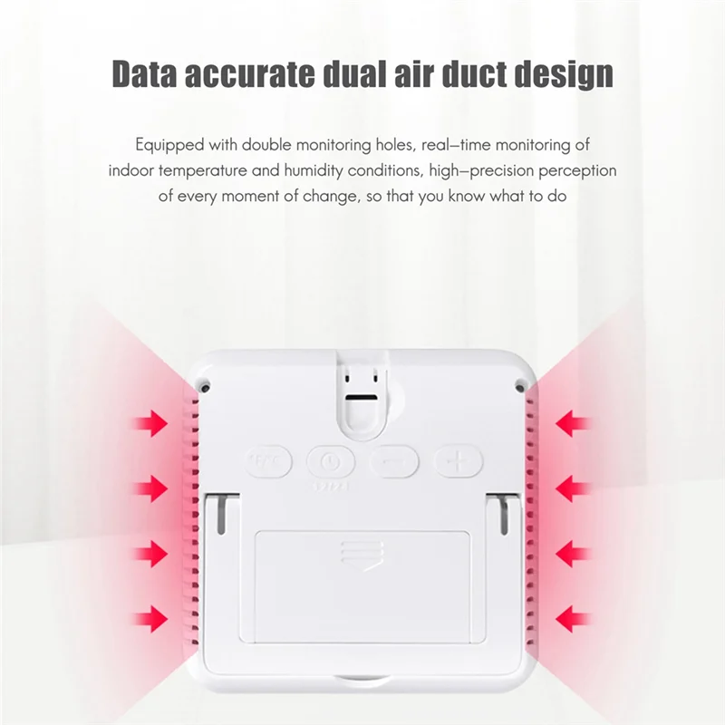 Abde-sensor de temperatura residencial inteligente, sensor de umidade, vida inteligente, sensor de alarme de temperatura interna com função de relógio para casa