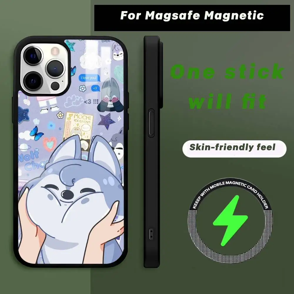 حافظة هاتف كارتونية لطيفة K_K-KidsS MagSafe مغناطيسية لهاتف آيفون 16 15 14 13 12 11 Pro Plus Max شاحن لاسلكي صغير Funda #6