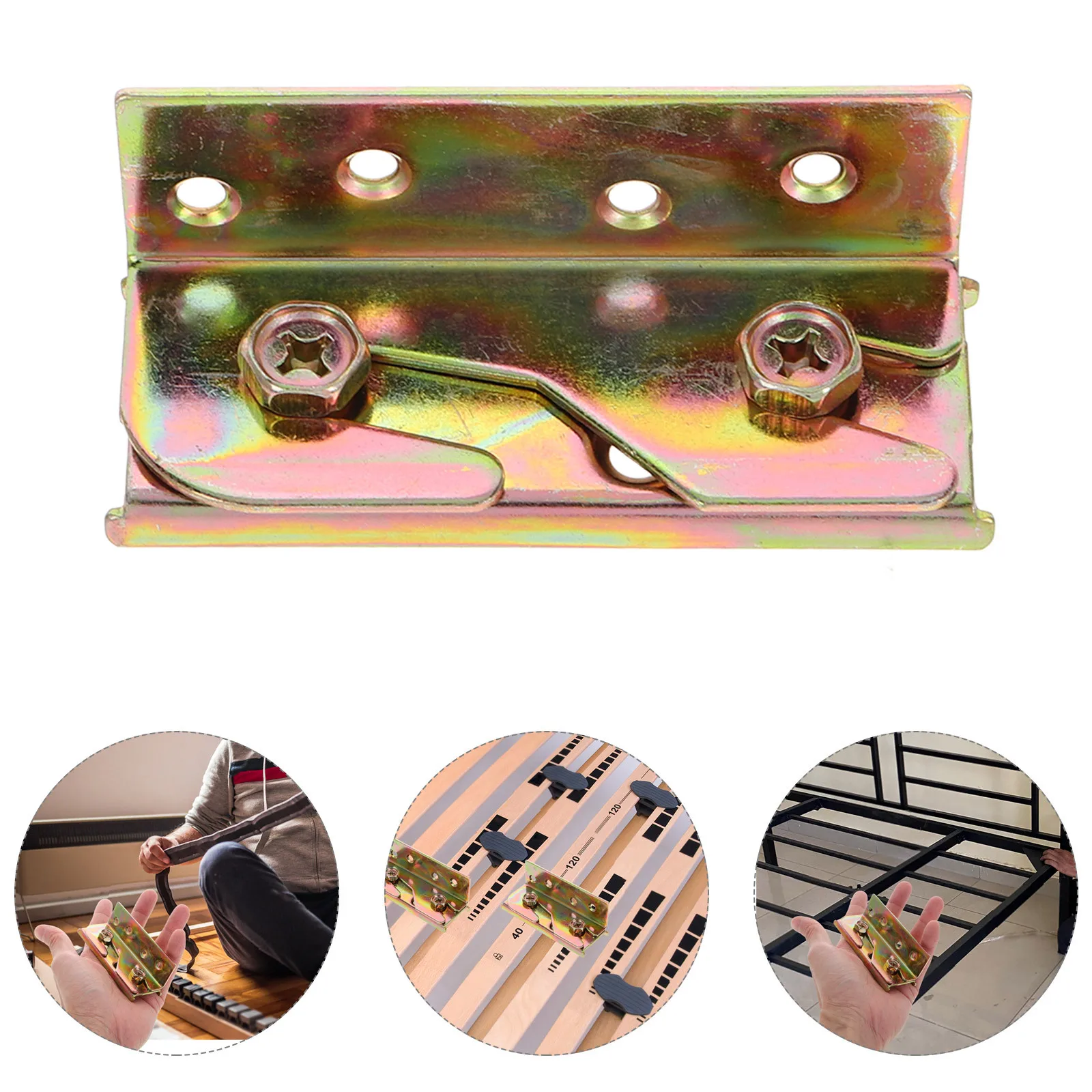 

4Pcs Heavy Duty Bed Hinge Set Adjustable Bed Frame Hardware Invisible Connectors for DIY Furniture Projects Headboard Bracket