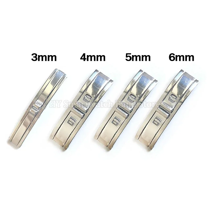 3mm 4mm 5mm 6mm Stainless Steel Buckle for Smartwatch Strap Double Pull Folding Butterfly Clasp Connection Watch Accessories