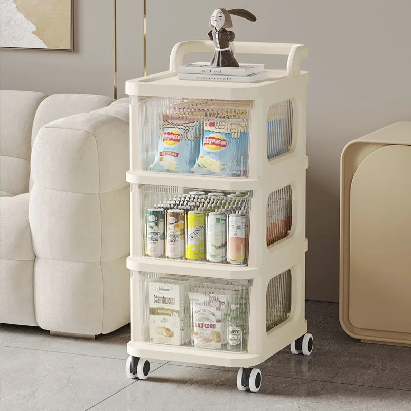 

Home Multi-layer Snack Storage Rack Baby Supplies Organizer Cart With Wheels Ground-landing Mobile Children's Toy Locker