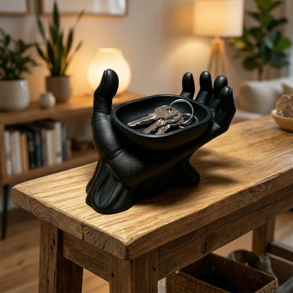 Home Decor Open Palm Palm Jewelry Storage Tray 3D Printed Plastic Hand Shape Tray Multi-purpose Decorative Ornament Living Room