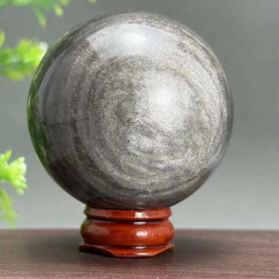 حجر السج الطبيعي المجال كريستال الكرة الفضة سبج الكرة العلاج العرافة مذبح السحر الطاقة ديكور المنزل مع قاعدة #4