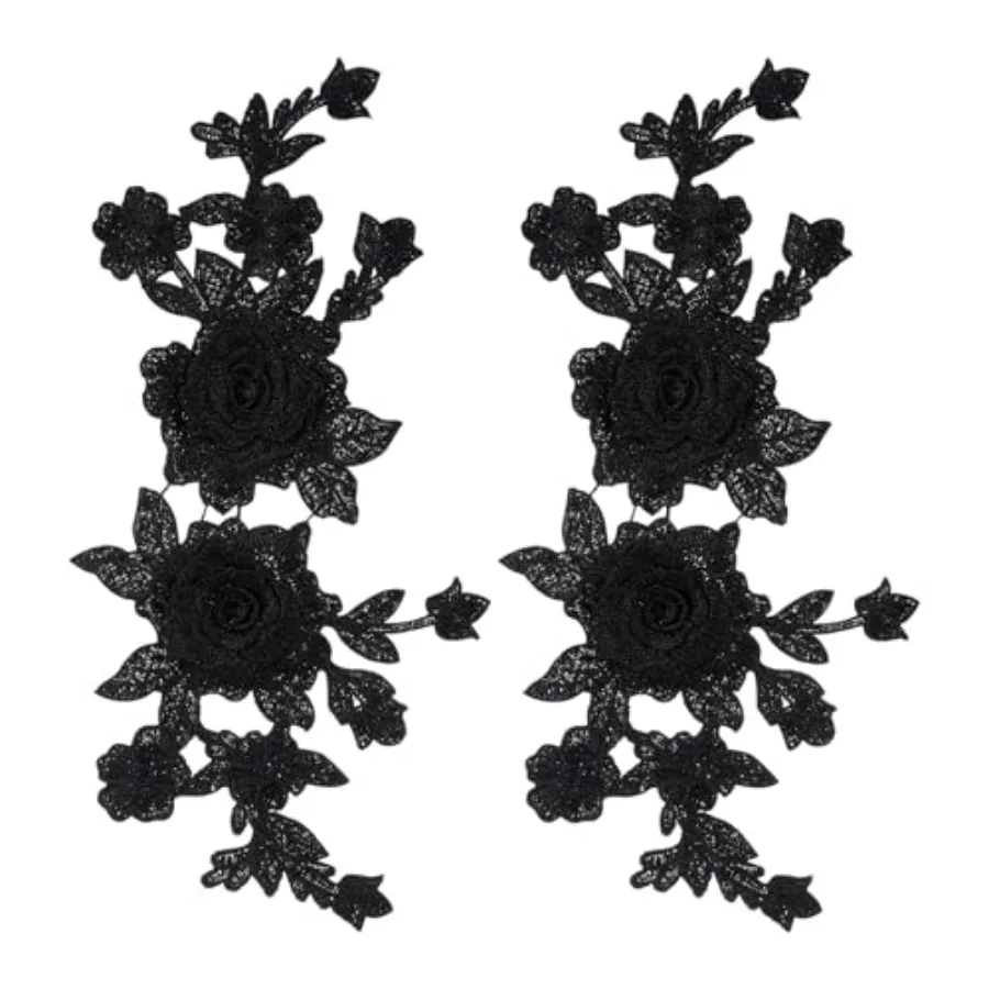 

2PCS Appliques Embellishments, Embroidered lace Appliques Embellishments Fabric Vintage Flower Stickers Suitable for The Beauti