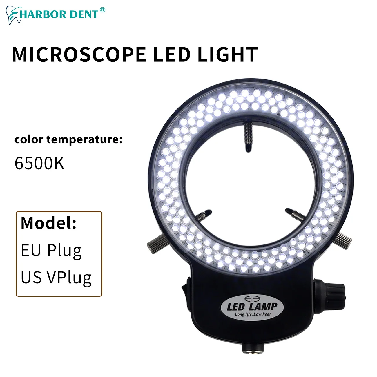 

144 Light Beads LED Ring Light 6500K Adjustable Microscopio Illuminator Lamp for Trinocular Stereo Zoom Laboratory Microscope