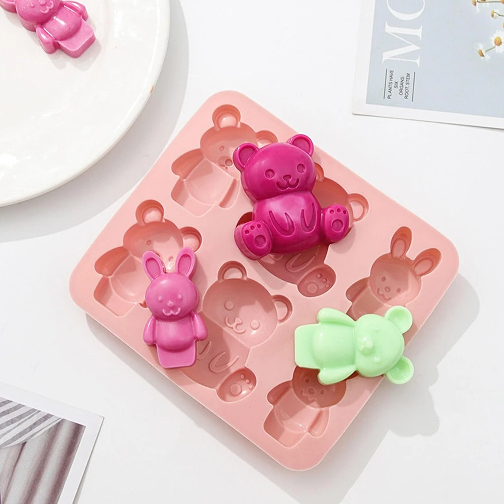 6-Cavity Multi Style Bear Rabbit Silicone Baking Mold Bunny Cake Candy Jelly Chocolate Cookie Mould DIY Kitchen Accessories