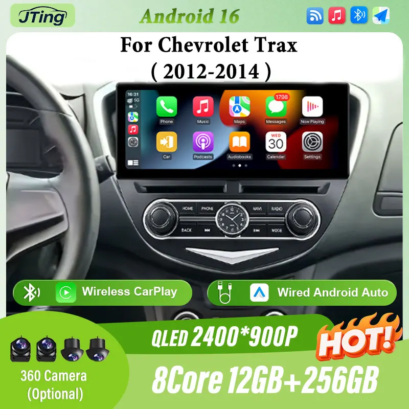 12.3 inch for  Chevrolet  Trax 2012 - 2014 Android Auto Car Radio Mutimedia Player GPS Navigation Bluetooth  4G DSP  WFi  QLED