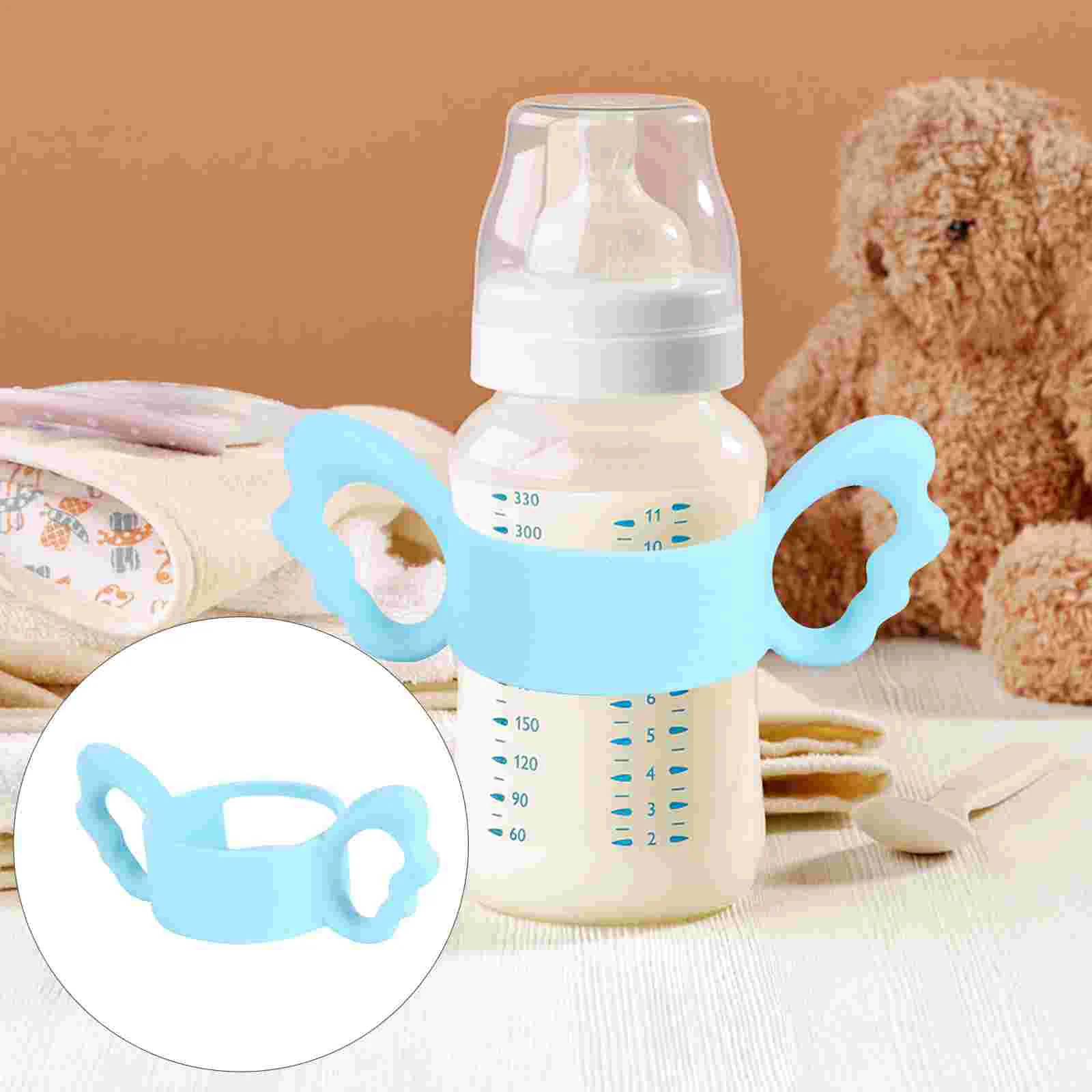 

Baby Bottle Carry Handle Wide Neck Bottles Handles Feeding Trainer Cup Silica