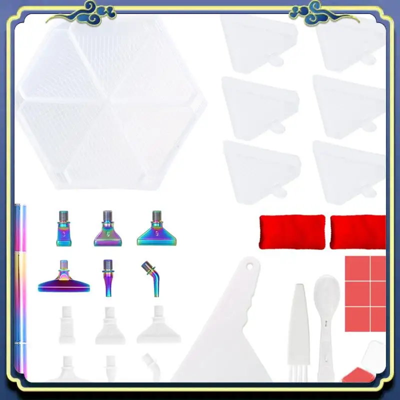 أحدث 6 شبكة لوحة الماس اللوحة صينية أطقم مسدس سعة كبيرة الحفر لوحة الماس اللوحة القلم الفن عبر غرزة