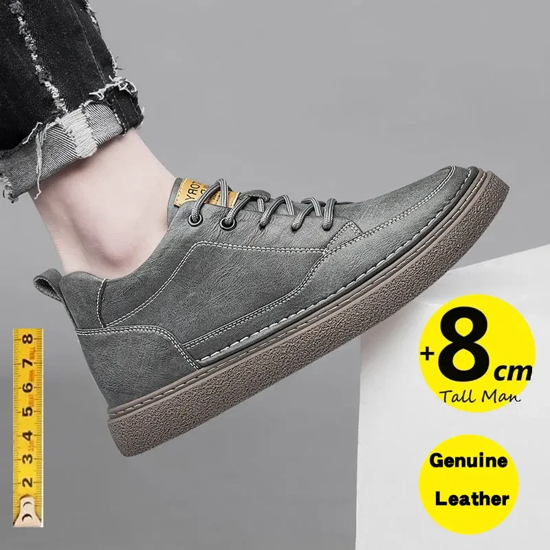 Men Sneakers Elevator Shoes Hidden Heels Hollow Board shoes Breathable Heightening 6CM 8CM Increase Casual Sports Height Shoes