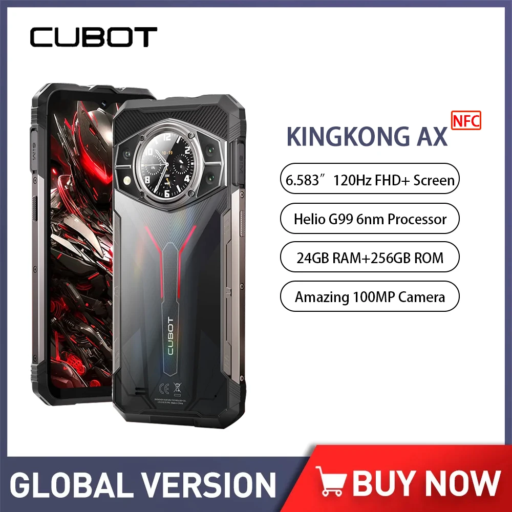 cubot kingkong ax smartphone robusto telemoveis android 14 telemoveis 4g nfc 6583 fhd mais octa core 24gb mais 256gb carga rapida 33w 01