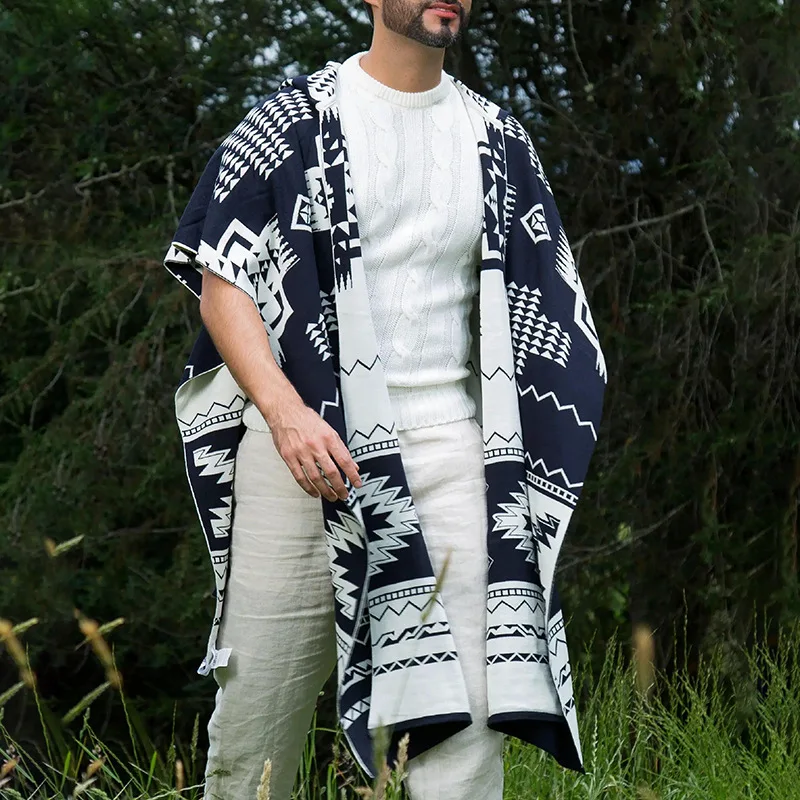 

Новая мужская модная повседневная накидка-пальто с капюшоном и принтом, свободного кроя, разноцветная, коллекция Весна-Лето 2026