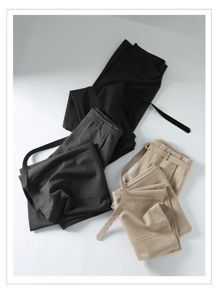 

Брюки Treasure God: Новые женские брюки-костюмные с высокой талией, широкими штанинами, прямые, повседневные, в пол, свободные, стройнящие, весна-осень