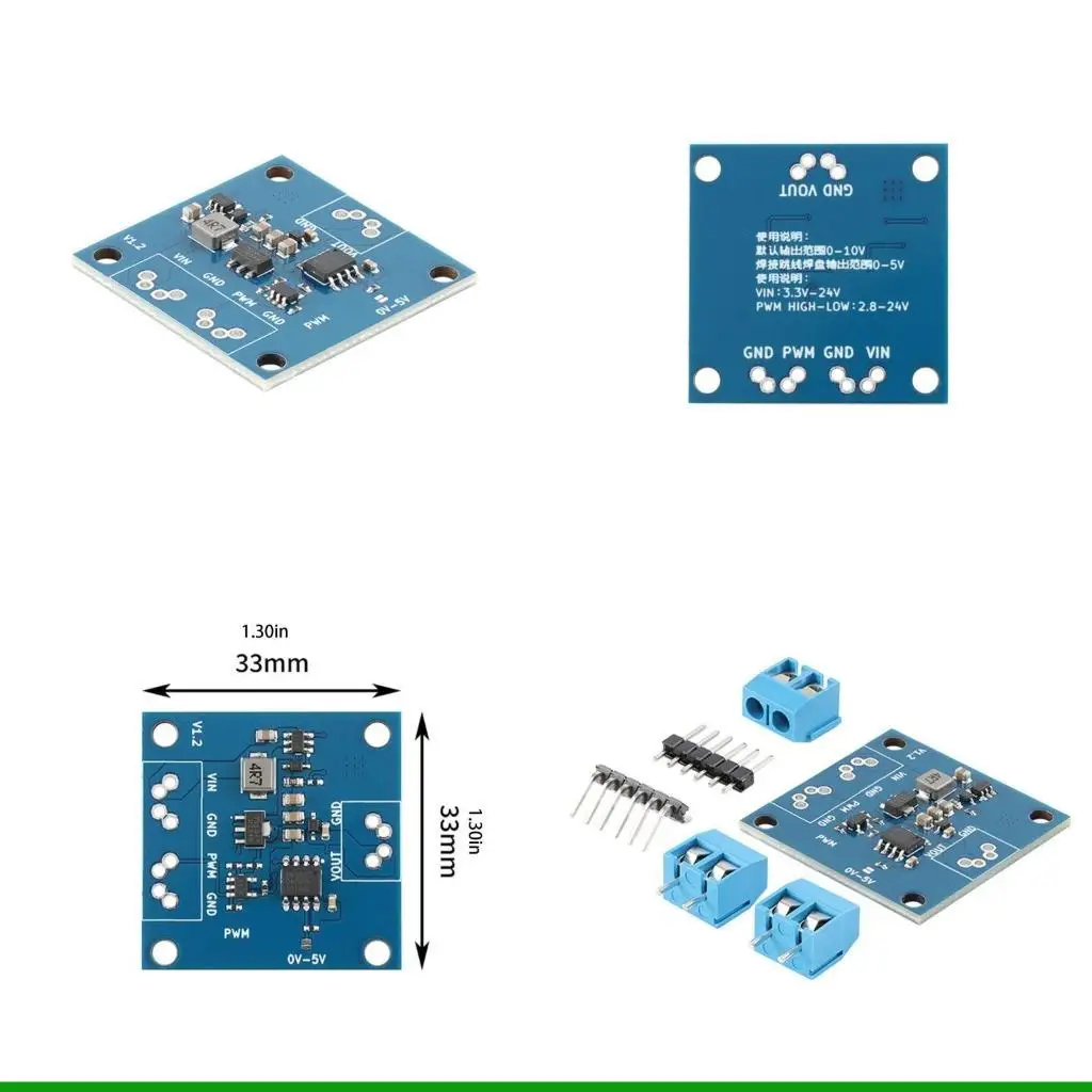 

U55C 0-5V/0-10V Output Electricity Converter Module Duty Cycle 22Hz-20kHz 3.3V-24V Board Module for Industrial Control