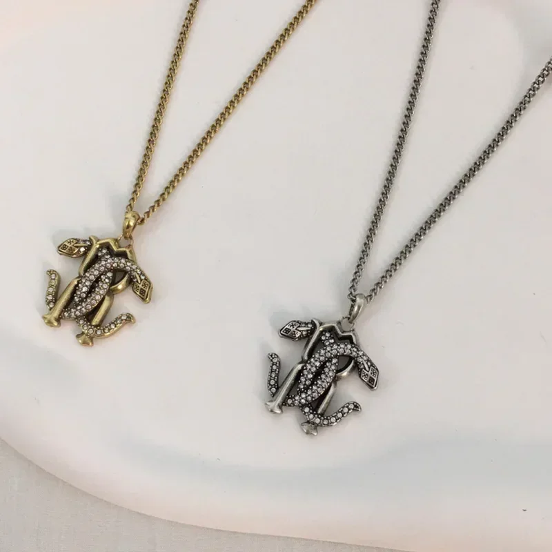 

New Double Spirit Snake Necklace Women Premium Feeling Personalized Gothic Style Retro Hip Hop Cobra Collarbone Chain for Men