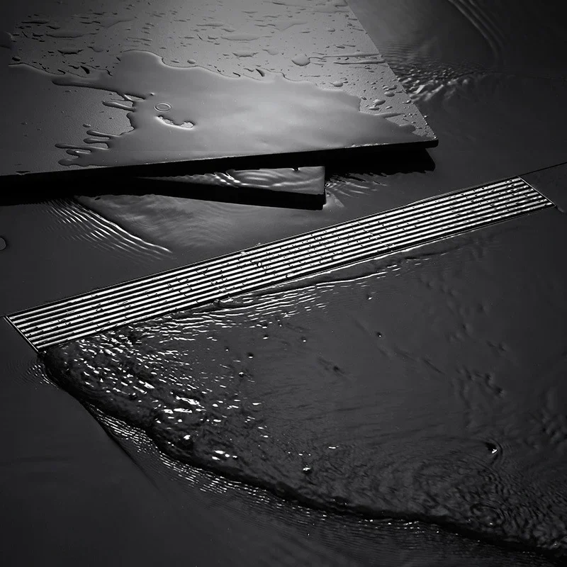 6.8cm Wide Brushed Stainless Steel 304 Floor Drain Shower Room Long Strip Large Displacement Dn50 Long Floor Drain