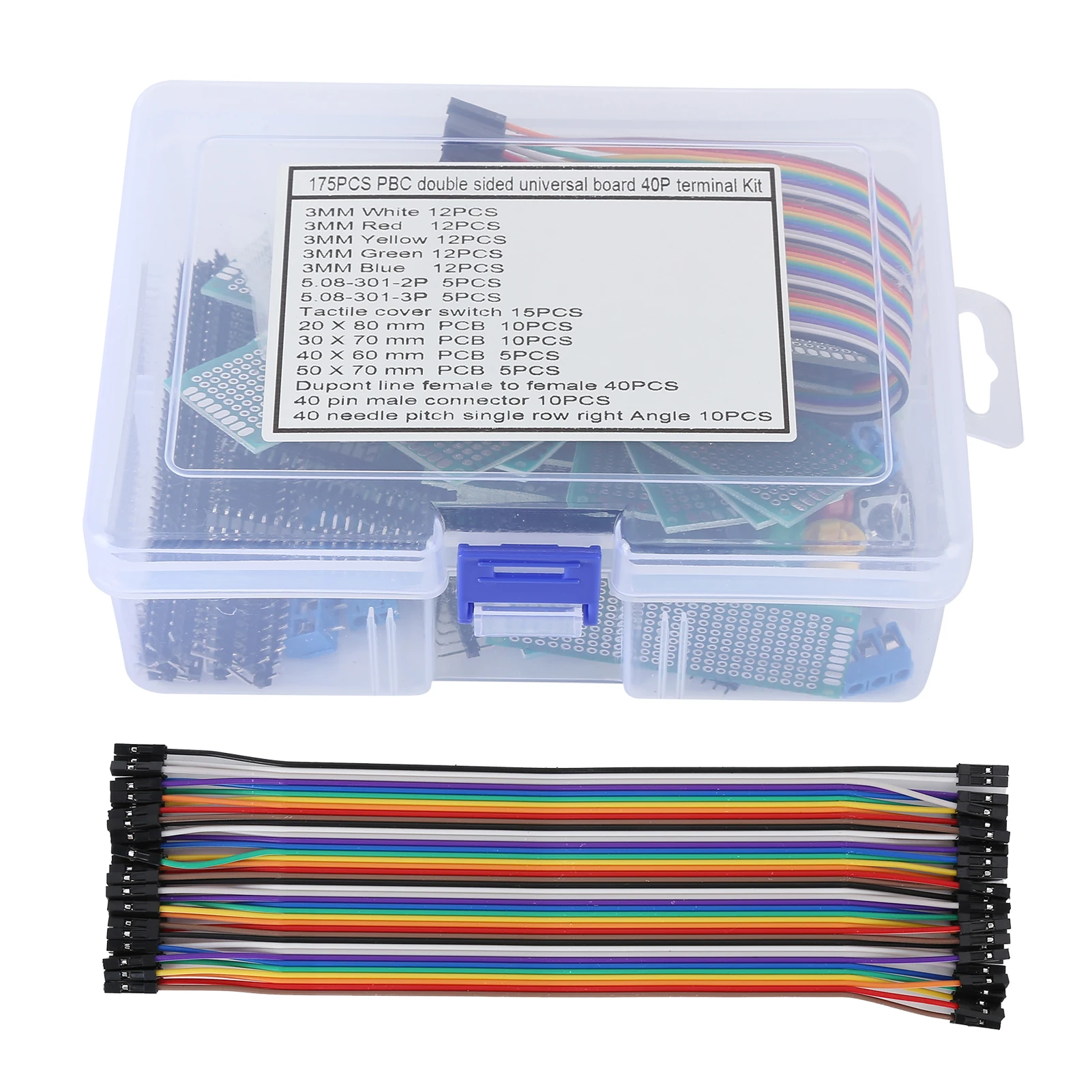 175PCS/set Circuit Board Complete Practical Double Sided Prototype Boards with 5 Colors LED for DIY Electronic Projects