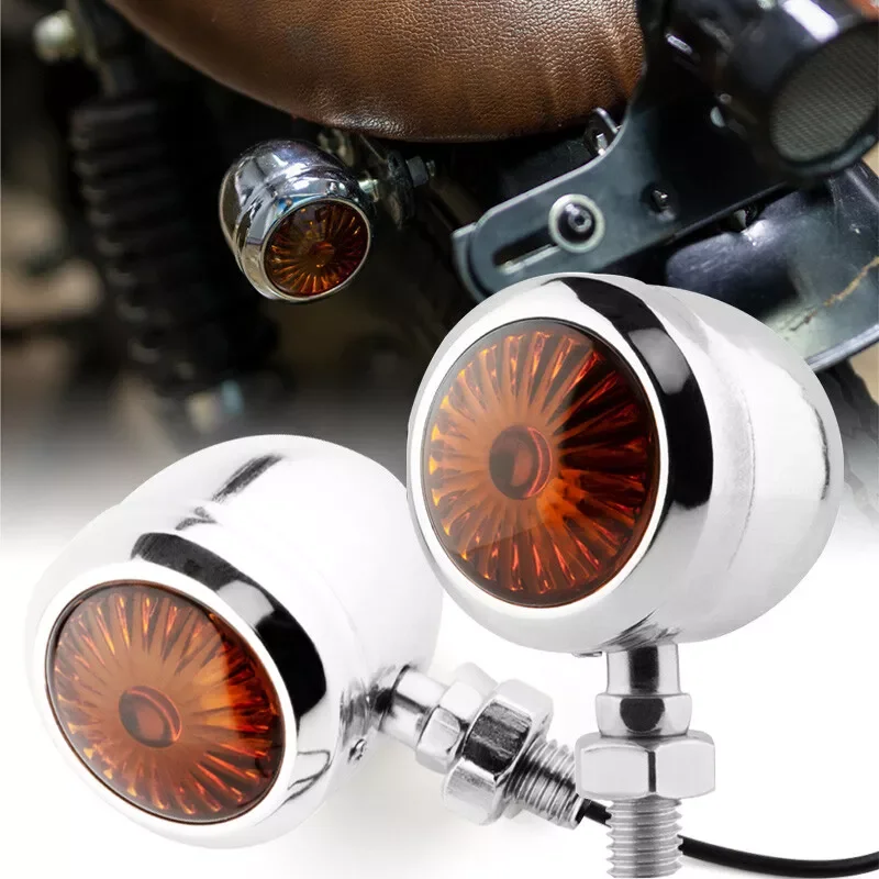 

Motorcycle Turn Signals Indicator Lights Chrome Motorcycle Bullet Turn Signal Light Indicator Bulb Amber Blinker 10mm