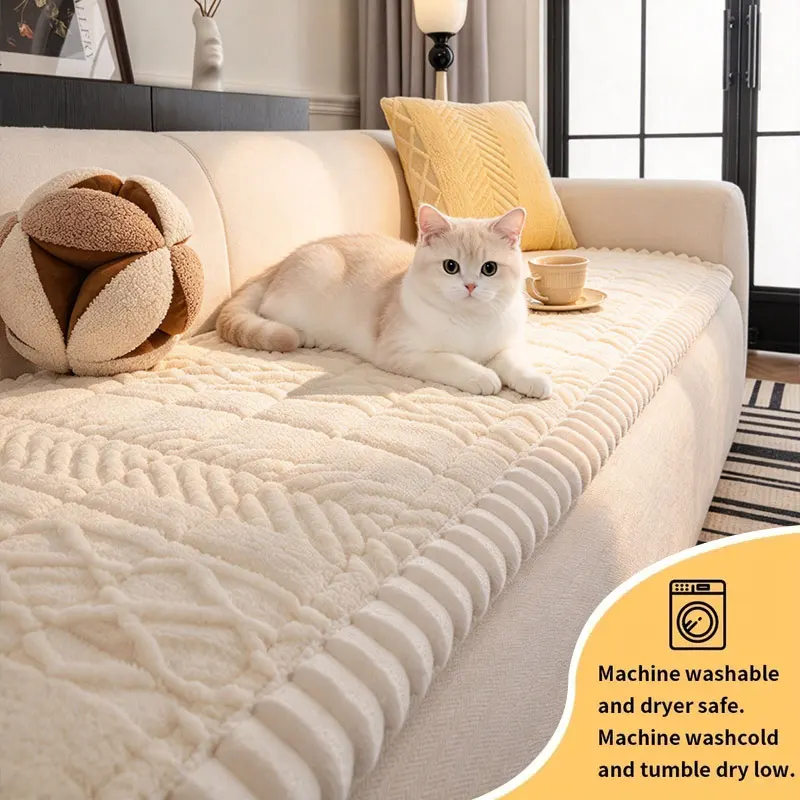 1PC-Thick jacquard sofa cushion, Pet Friendly, Furniture Protection against Pet Claws, Non-slip, Easy to Clean, Fits Most Sofas