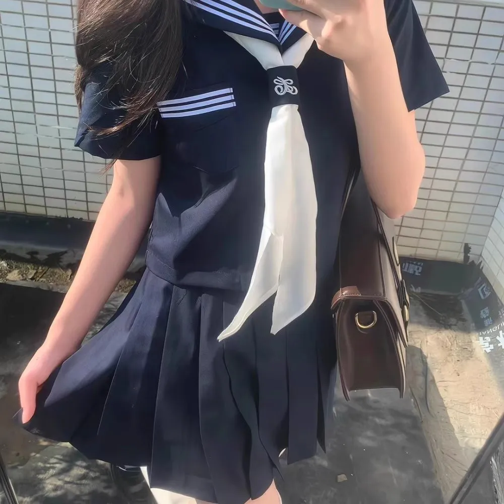 Marinha do ensino médio Marinheiro Roupa, Uniforme JK, Estilo Colégio Japonês Terno, Estudante Meninas Uniformes Cosplay, Saia Plissada Sexy Coreano