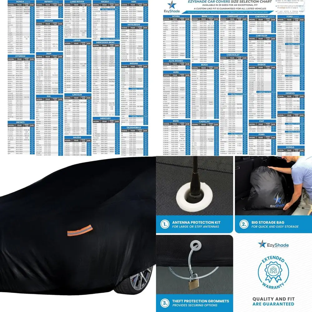 

Multi-Layer Protective Car Cover, Size C1, Fits Miata, Porsche SLK, Z3, Z4, Waterproof, UV, Snow, Wind, Rain Resistant, Black