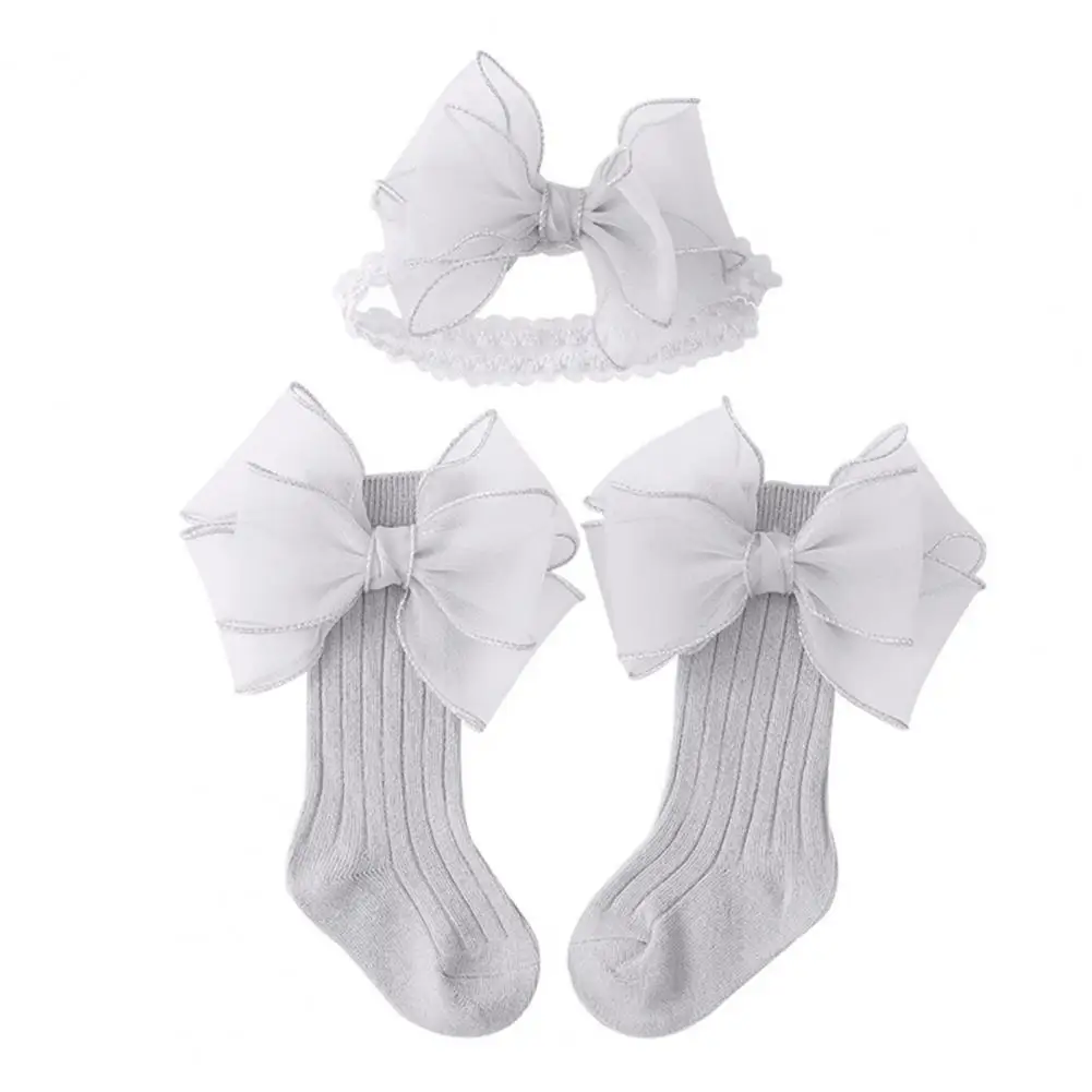 Bebê Bow-knot Meias com Hairband, High Elastic Lace, Toddler Daily Wear, Fontes do partido