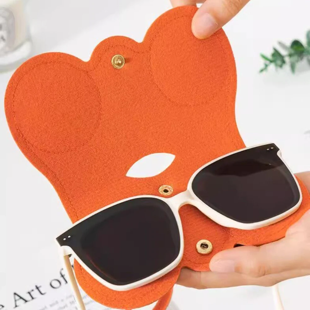 Soft PU Lychee Pattern Portable Eyeglasses Pouch Retro Sunglasses Case Myopia Frame Case Glasses Hanging Storage Bag For Travel