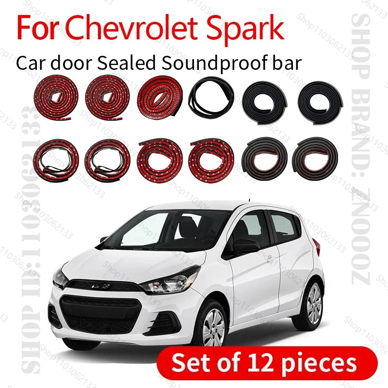 

For Chevrolet Spark Car Door Seal Strip Rubber Double Layer Sealing Protector Soundproof Strip Dustproof Seal Strip 12PCS Set