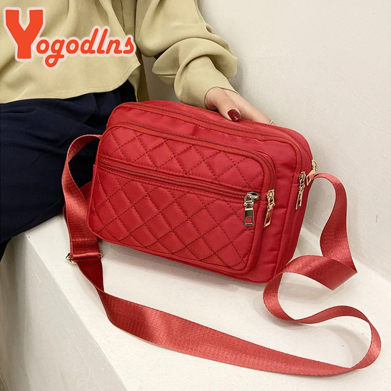 Multiple Compartment Crossbody Bags Women Messenger Bag Casual Lady Bag Waterproof Nylon Single Shoulder Strap Pack