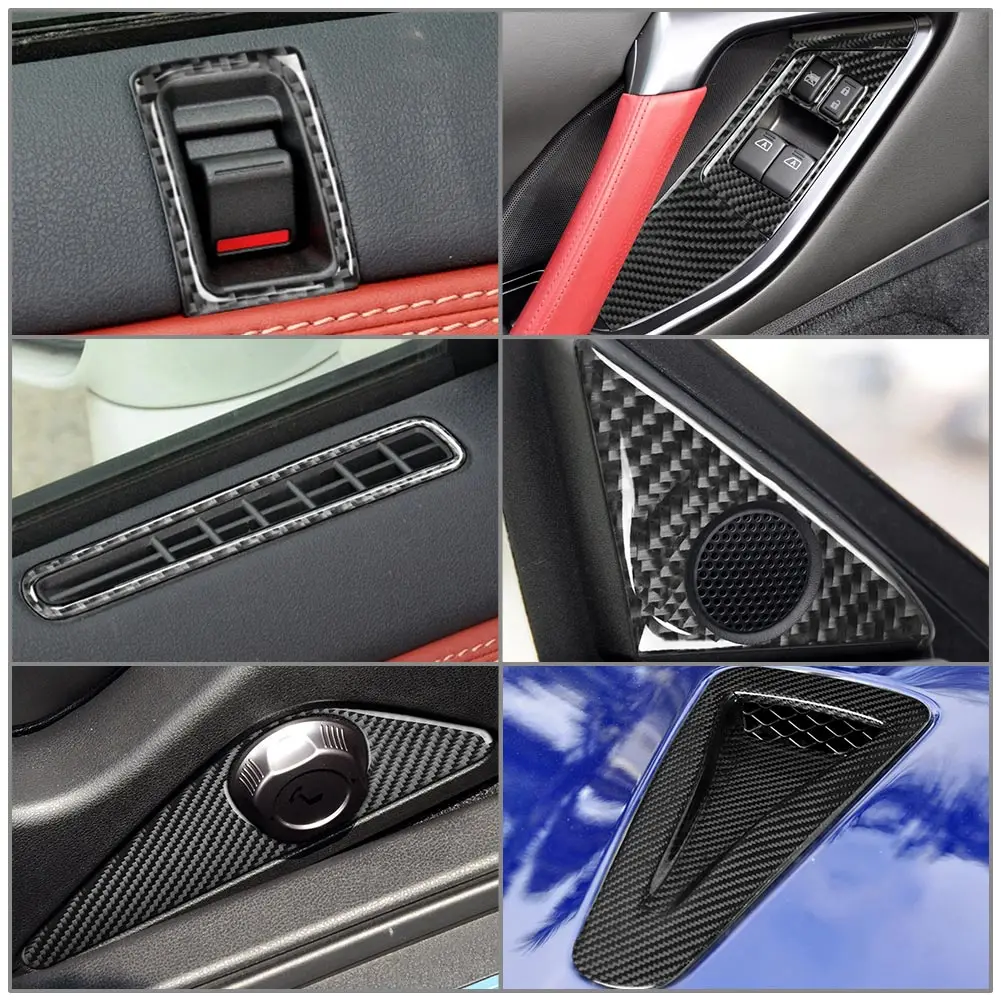 Car Interior Door Panel Window Lift Switch Cover Trim Decoration Sticker 14Pcs For Nissan GTR R35 2008-2016 LHD Only