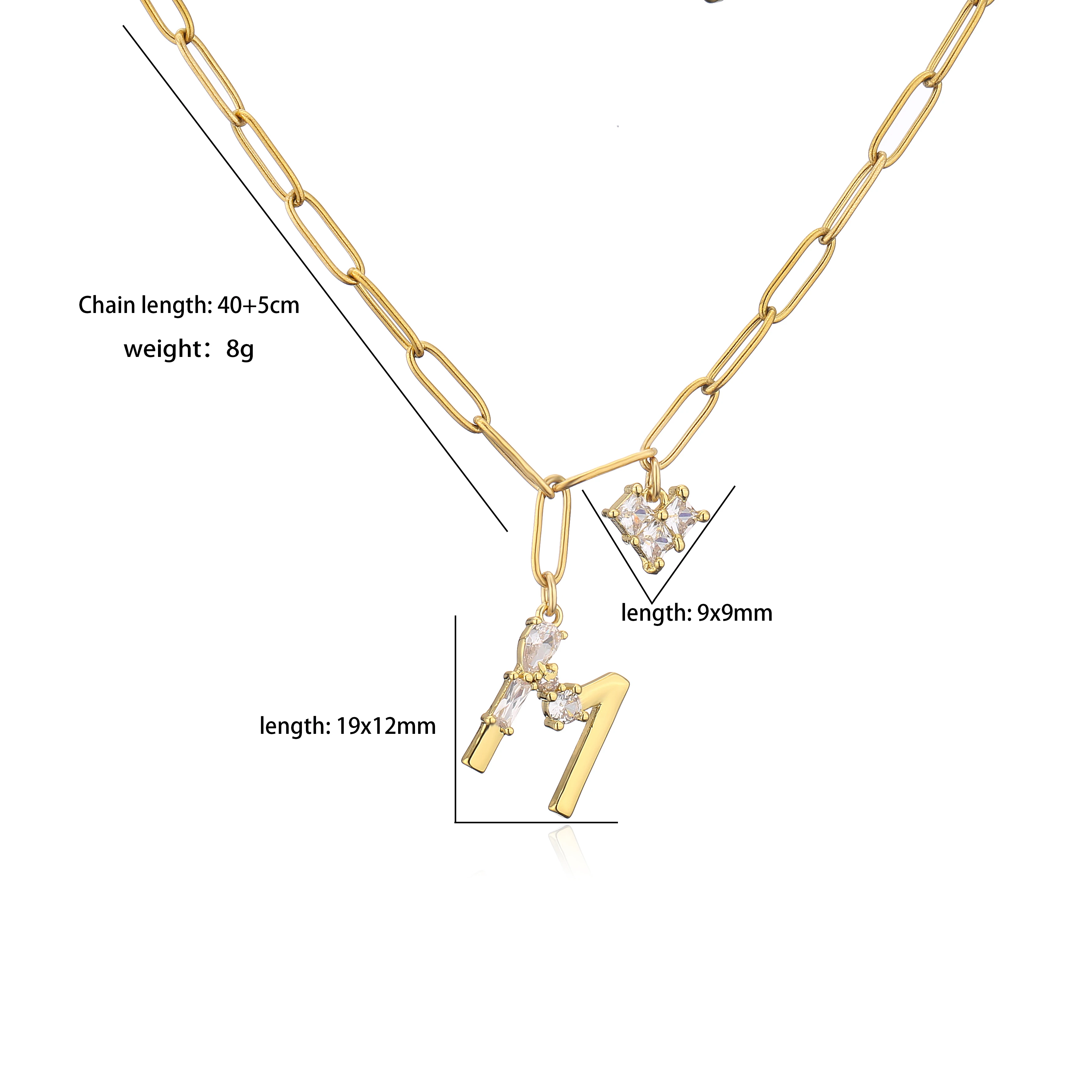 Stainless Steel Necklace Chain with 26 Letter Brass Charms and a Heart Charm 45 cm Long Adjustable Women\'s Necklace (Wholesale)