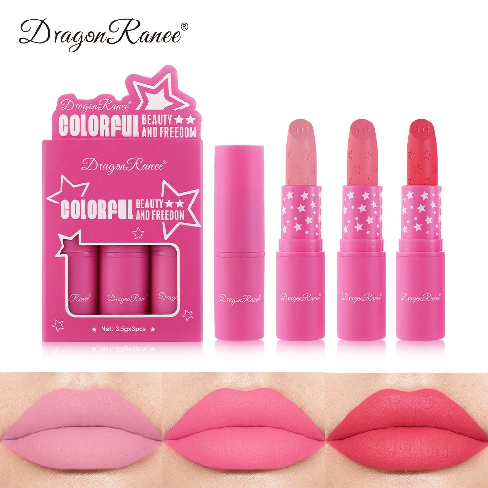 3Pcs/Box Matte Lipstick Set Waterproof Korean Makeup for Women Lipstick Set Cosmetic Beauty Long Lasting High Pigmented Lipgloss