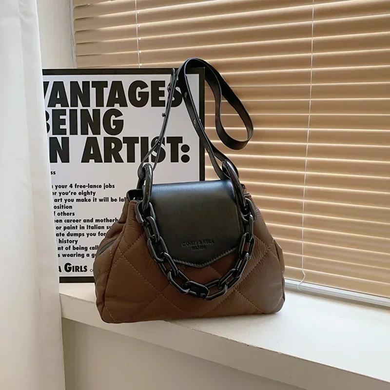 

2025 Spring/Summer New! Niche - Style Women's Diamond - Lattice Chain Bag | High - Texture Large Capacity Handheld/Shoulder Tote
