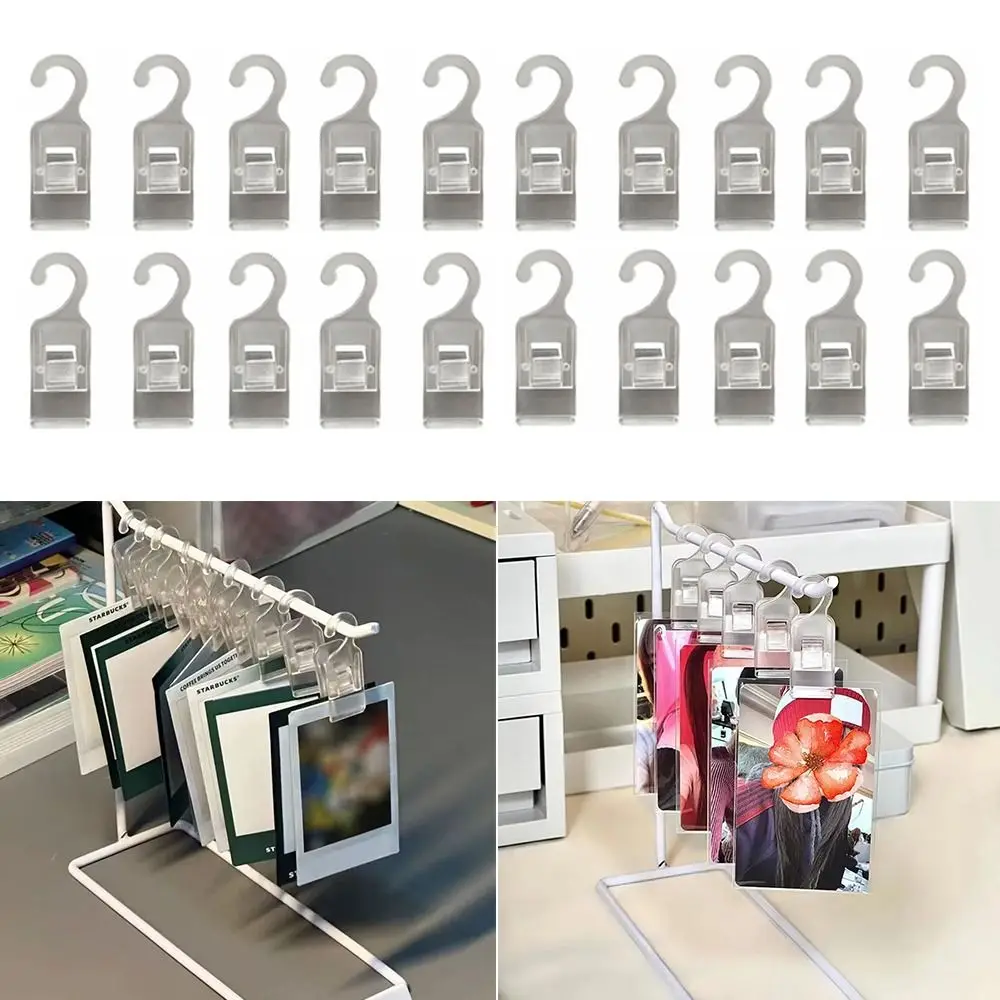 20Pcs Mini Plastic Simple Hanging Clip Transparent Multifunctional Sorting Storage Clip Hook Clip Socks