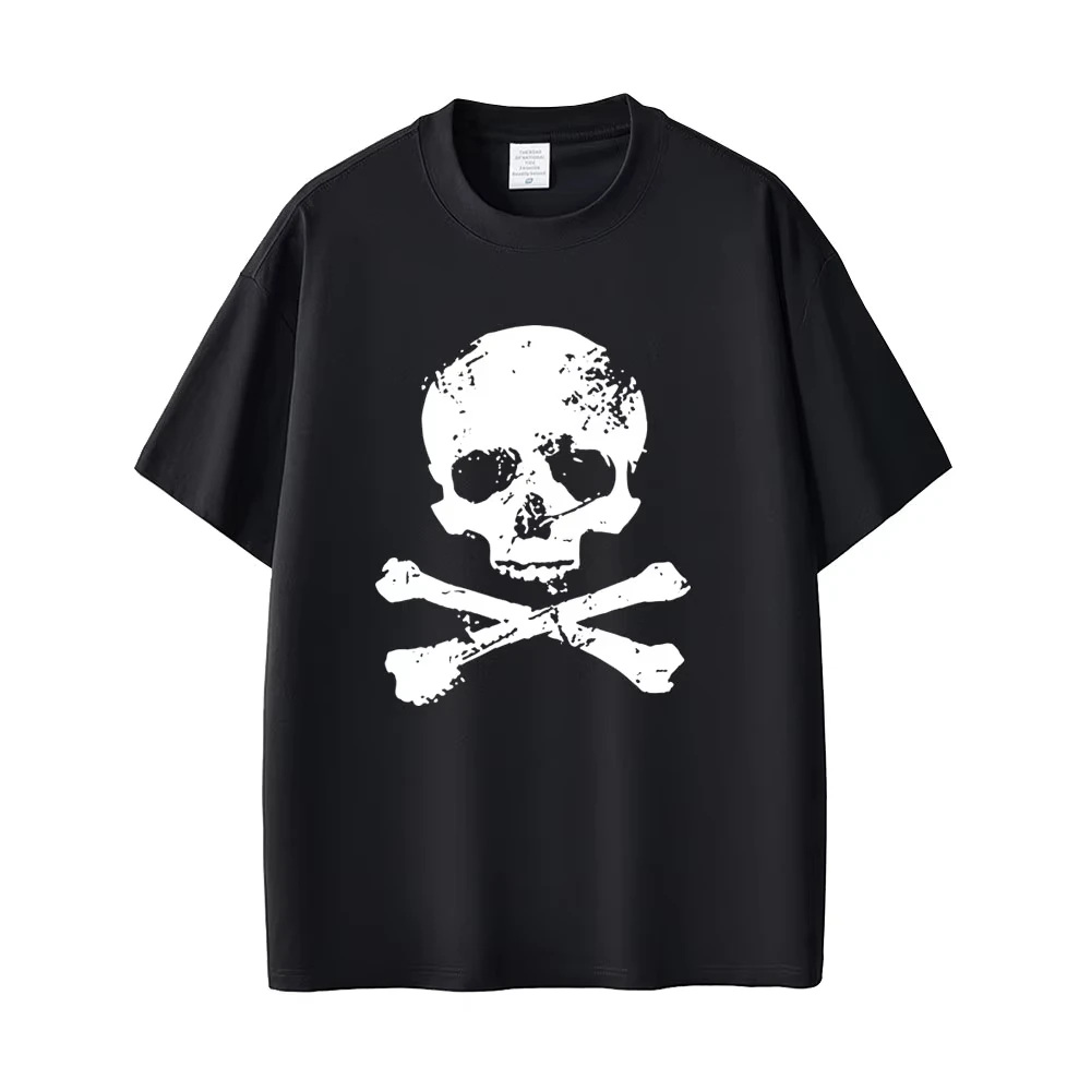 Vintage Beauty Hip Hop Pirate Skeleton and Cross Graphic T-shirt  Women Retro Gothic Rock T Shirt  Streetwear