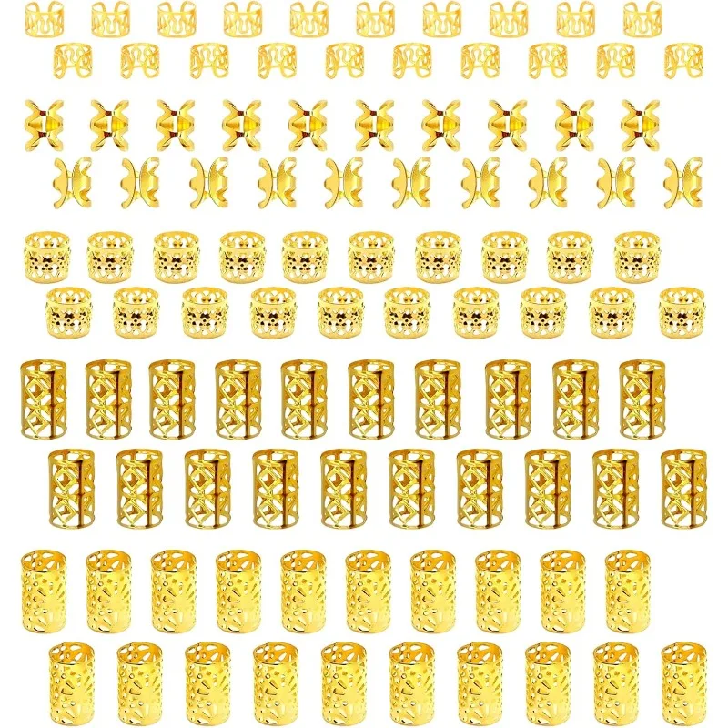 

Новые 100-дюймовые золотые манжеты для волос, алюминиевые замки для дредов, ювелирные кольца и бусины для косичек и дредов, декоративное кольцо, головной убор