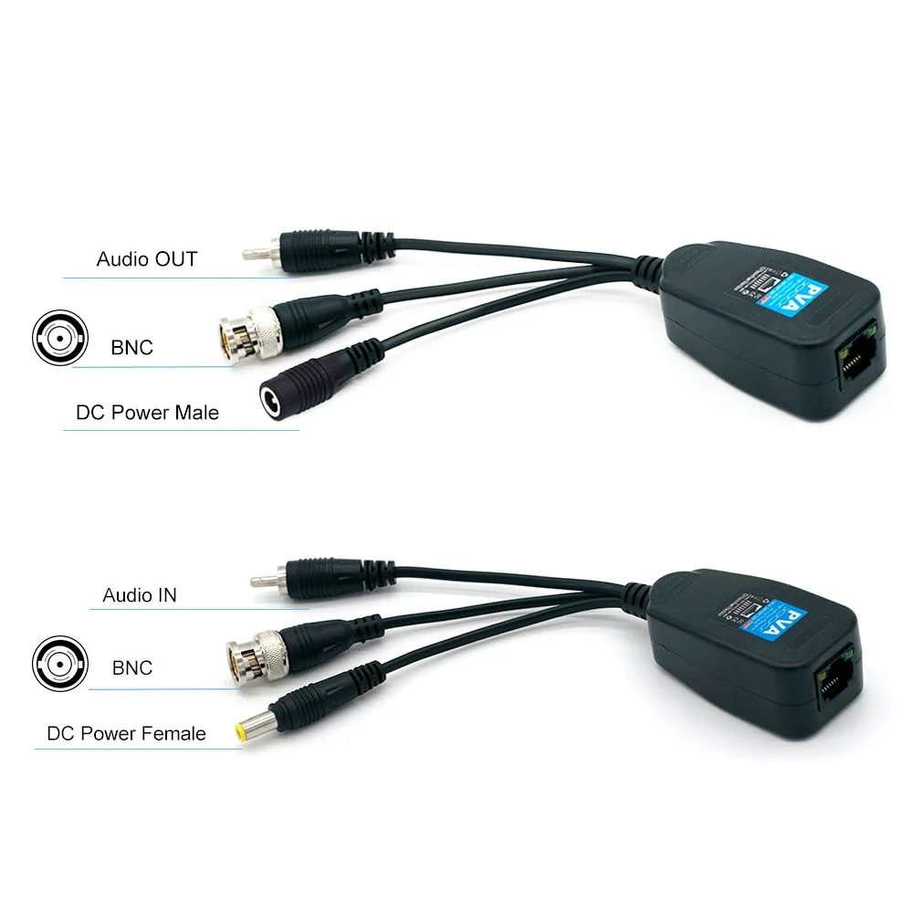 8MP HD BNC Video Power Balun Audio to RJ45 Connector HD-CVI/TVI/AHD Transceiver for CCTV Security Surveillance Camera System