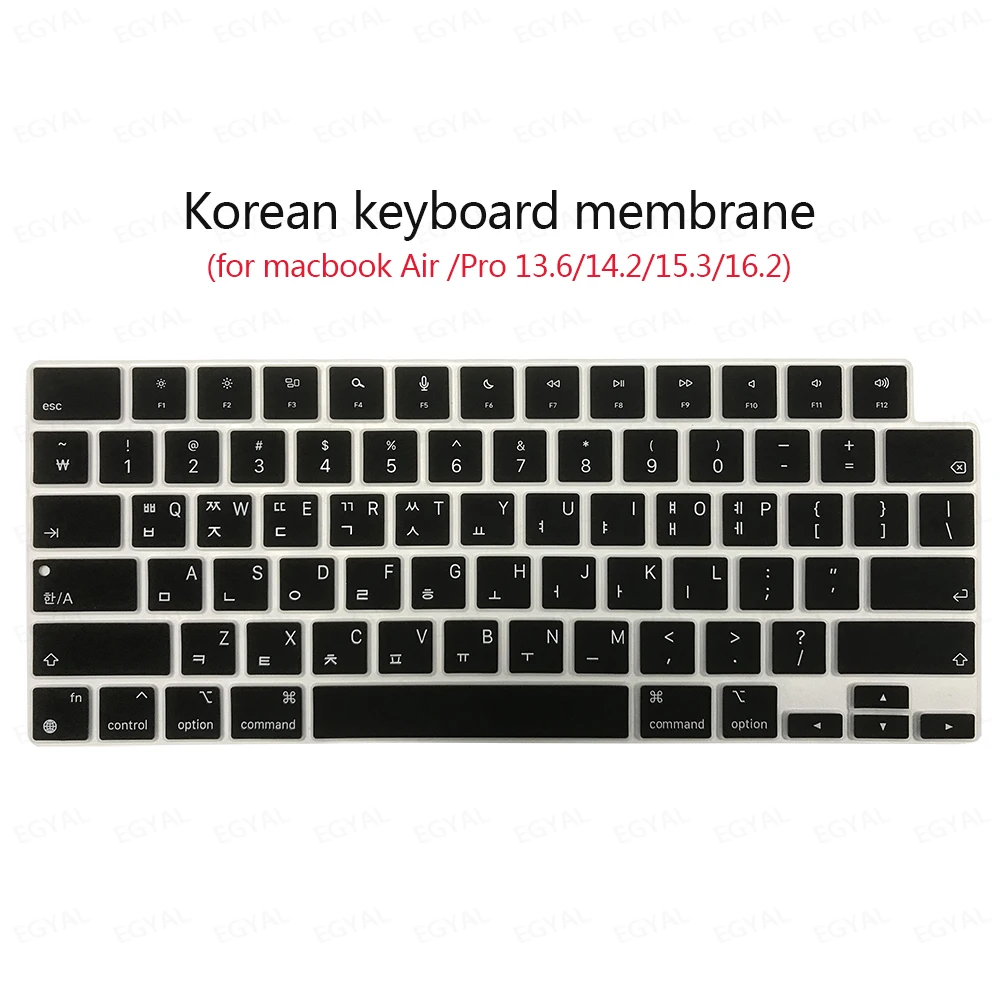 

Korean Keyboard Cover for MacBook Air 15 M3 2024 EU Version Enter Spanish Keyboard Cover for MacBook Pro 14 M4 Pro 16 Air 13.6