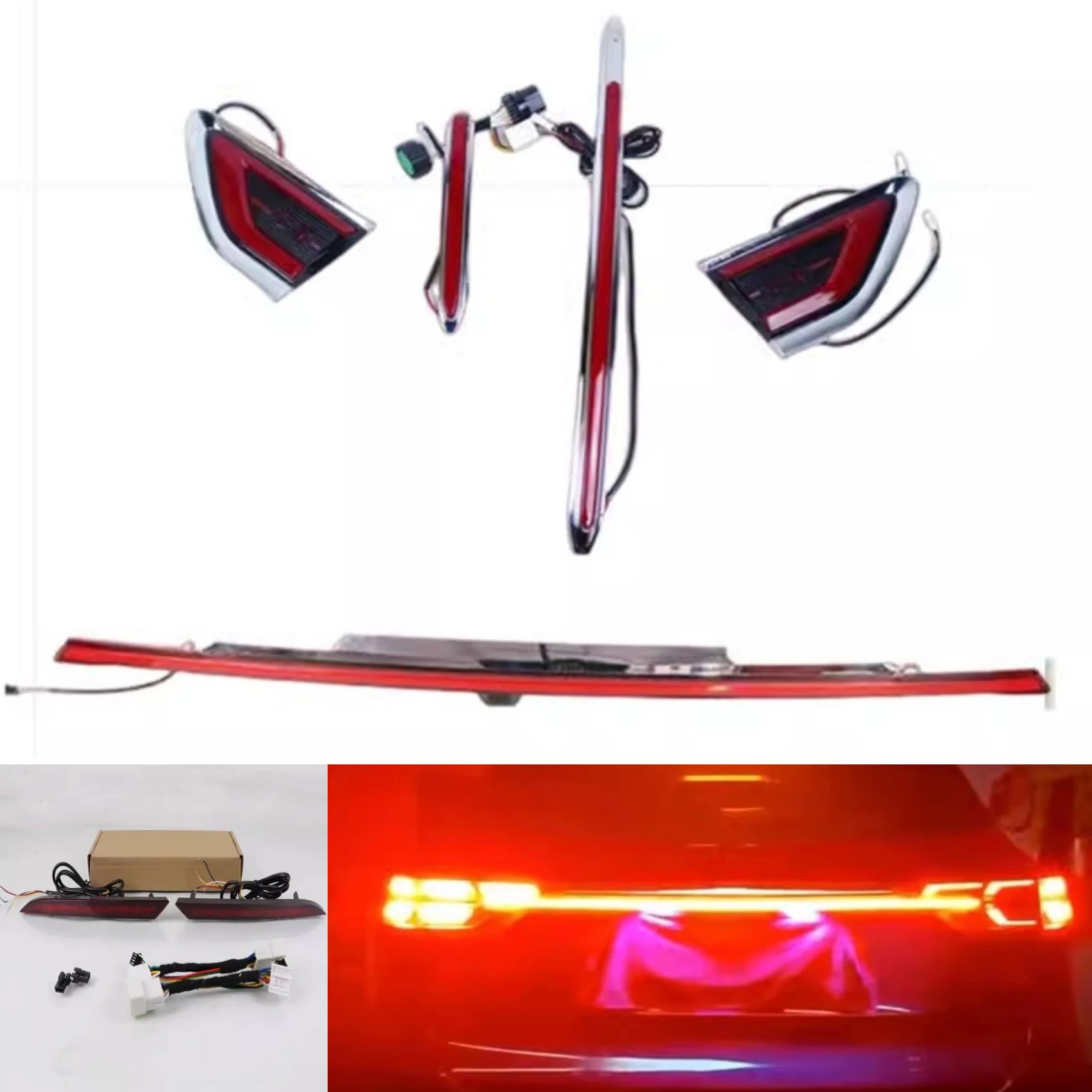 Through Lamp Rear Bumper Light Grille Lamp for Hongqi Red Flag Hs5 2019-2022 Convert Brake Light Body Kit Auto Accessories