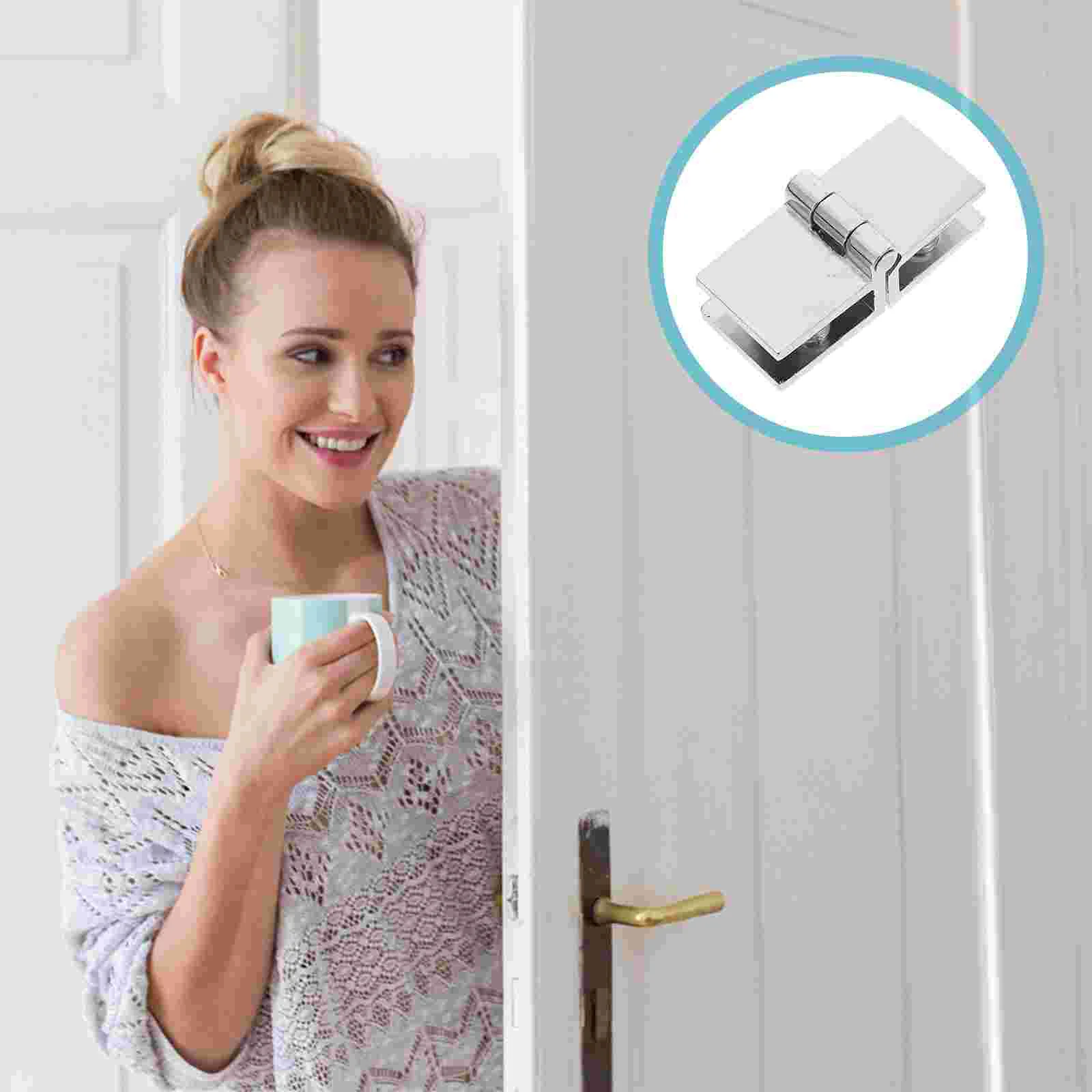 Hole Glass Door Hinge Shower Doors Supply Water Silver Zinc Alloy Non-perforated Hinges Cabinet