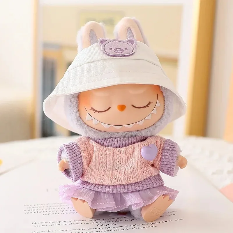ミニドール服衣装アクセサリー 15-17cm ロパ・ラブブ＆10cm コットン人形用 ラブフーディ ピンクヤーンスカート 衣類（人形なし）