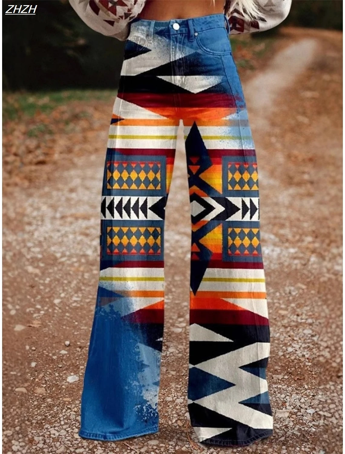 Vintage 1970s y2k calças de pernas largas hippie disco falso jeans estilo feminino casual diário festival tema moda calças